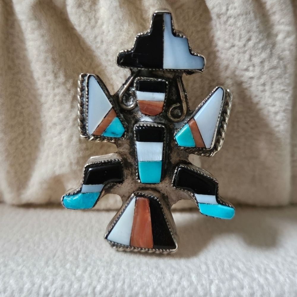 Vintage Navajo Knifewing Inlay Brooch